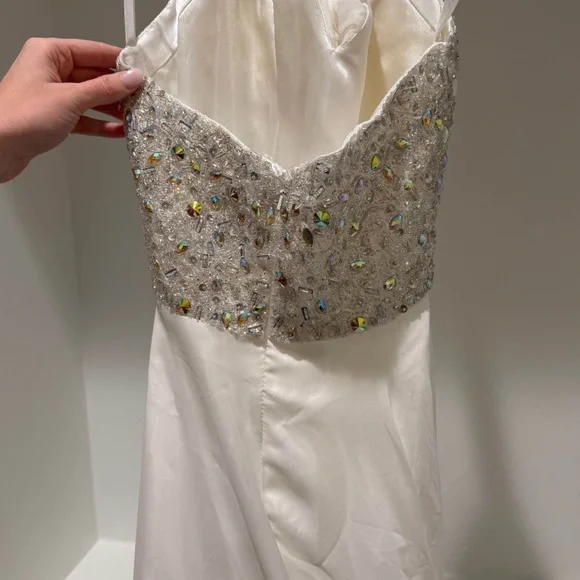 Sherri Hill White and Silver Prom Dress - Picture 3 of 4